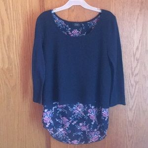 3/4 Length Navy sweater w/ Floral✨